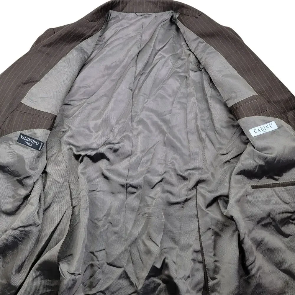 Valentino Wool Blazer Brown Striped From Cadini Italy Size 44R
